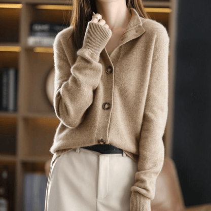 Cárdigan de punto con cuello acogedor y botones para mujer | Ideal para todas las estaciones