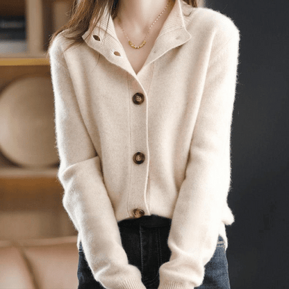 Cárdigan de punto con cuello acogedor y botones para mujer | Ideal para todas las estaciones