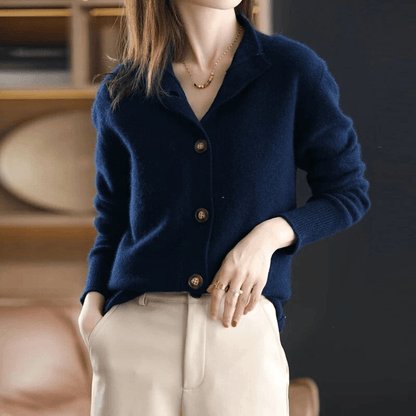 Cárdigan de punto con cuello acogedor y botones para mujer | Ideal para todas las estaciones