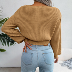 Elegante jersey de cachemira beige con trenzas para mujer | Ideal para otoño/invierno