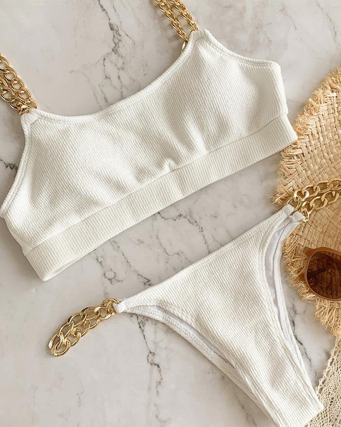 Chain Strap Triangle Two-Piece Bikini Set
