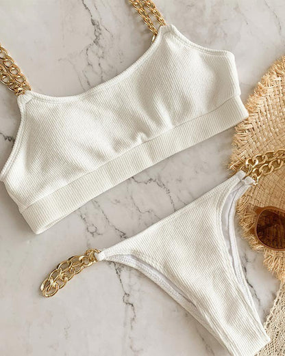 Chain Strap Triangle Two-Piece Bikini Set