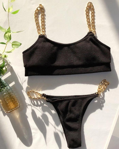 Chain Strap Triangle Two-Piece Bikini Set