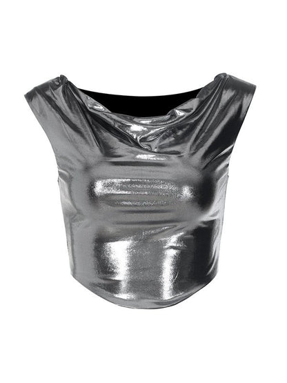 Curvy Hem Metallic Cropped Tank Top