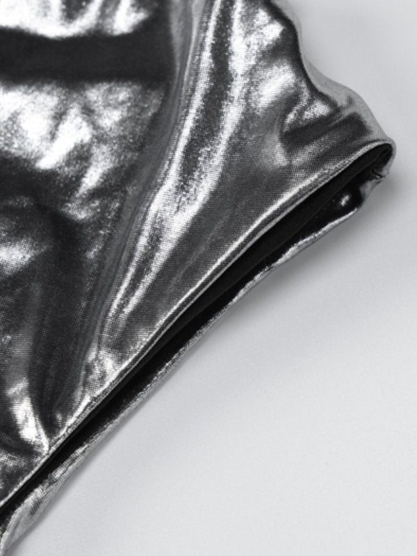 Curvy Hem Metallic Cropped Tank Top