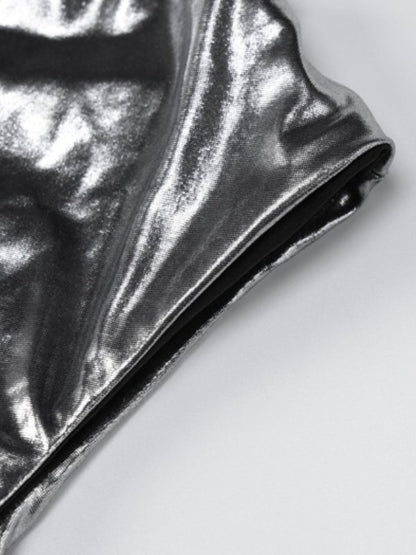 Curvy Hem Metallic Cropped Tank Top