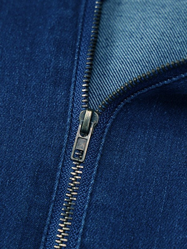 Front Zip Sleeveless Denim Jumpsuit