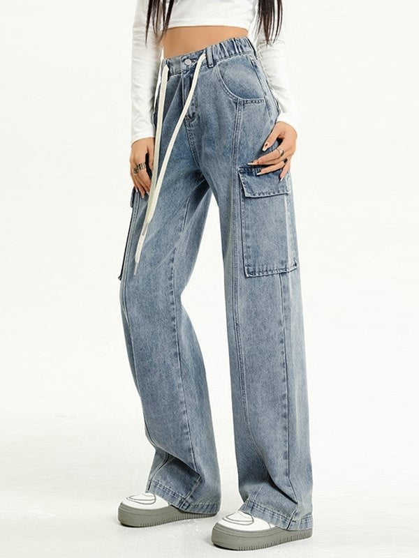All-match High Waist Cargo Jeans