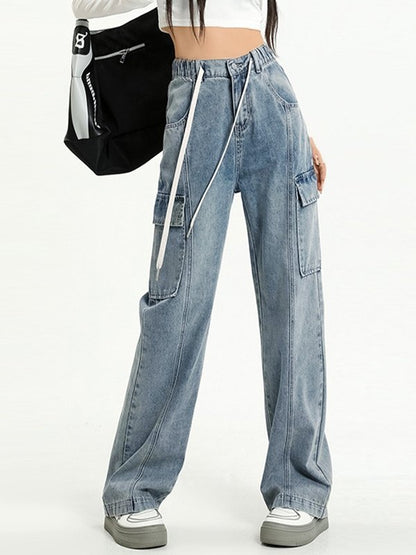 All-match High Waist Cargo Jeans