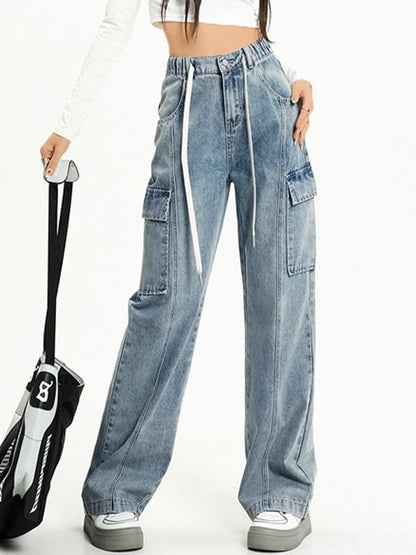 All-match High Waist Cargo Jeans