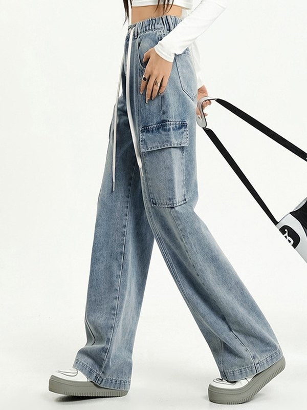 All-match High Waist Cargo Jeans