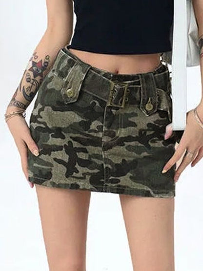 High Street Camouflage Denim Skirt