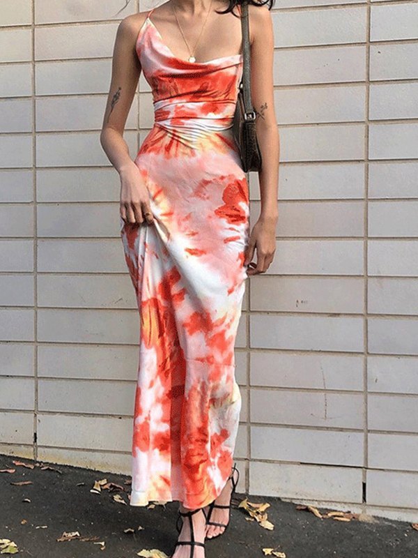 Trendy Tie-Dye Print Slip Dress