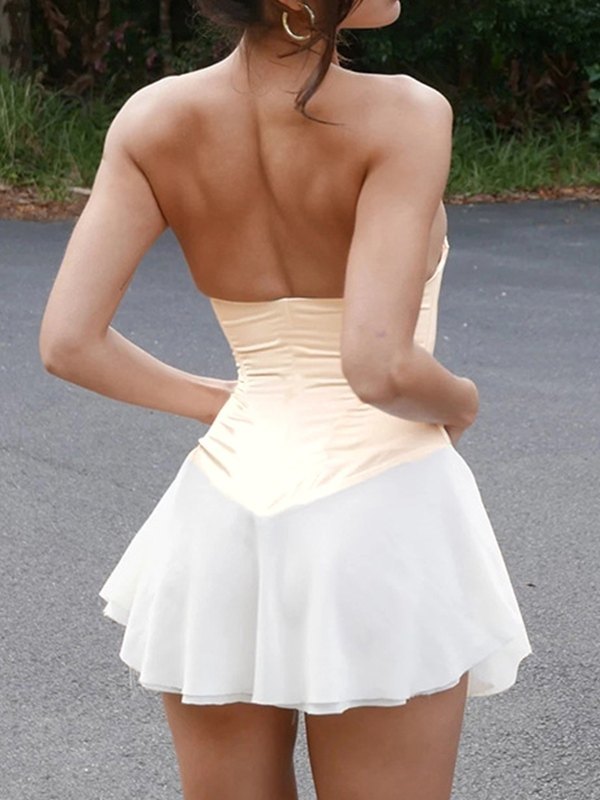 Strappy Strapless Ruffle Dress