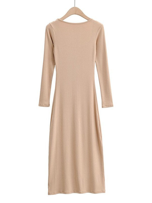 Long Sleeve Ribbed Maxi Dress