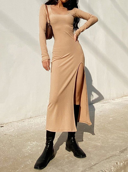 Long Sleeve Ribbed Maxi Dress