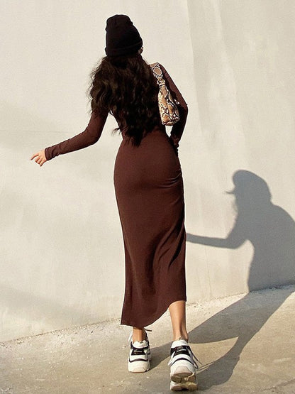Long Sleeve Ribbed Maxi Dress