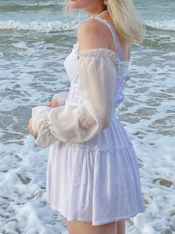 Frill Trim Versatile White Mini Skirt