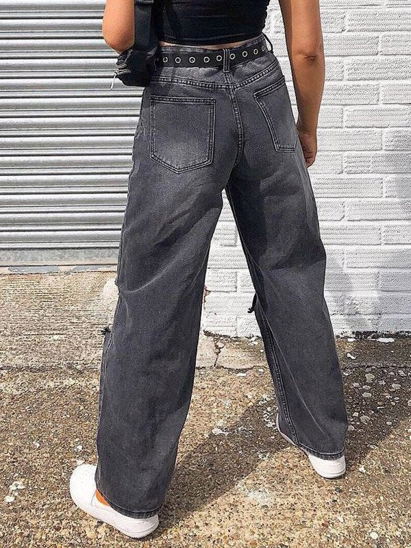 Boyfriend Fit Knee Ripped Jeans