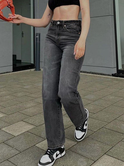Dark Wash Straight Leg Boyfriend Jeans