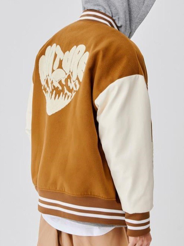 Toweling Embroidered Baggy Varsity Jacket