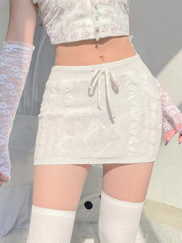 Cable Knit Y2K Mini Skirt