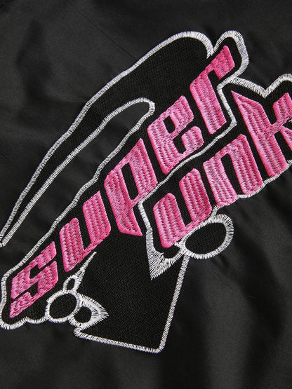 Vintage Embroidered Button Down Motorcycle Varsity Jacket