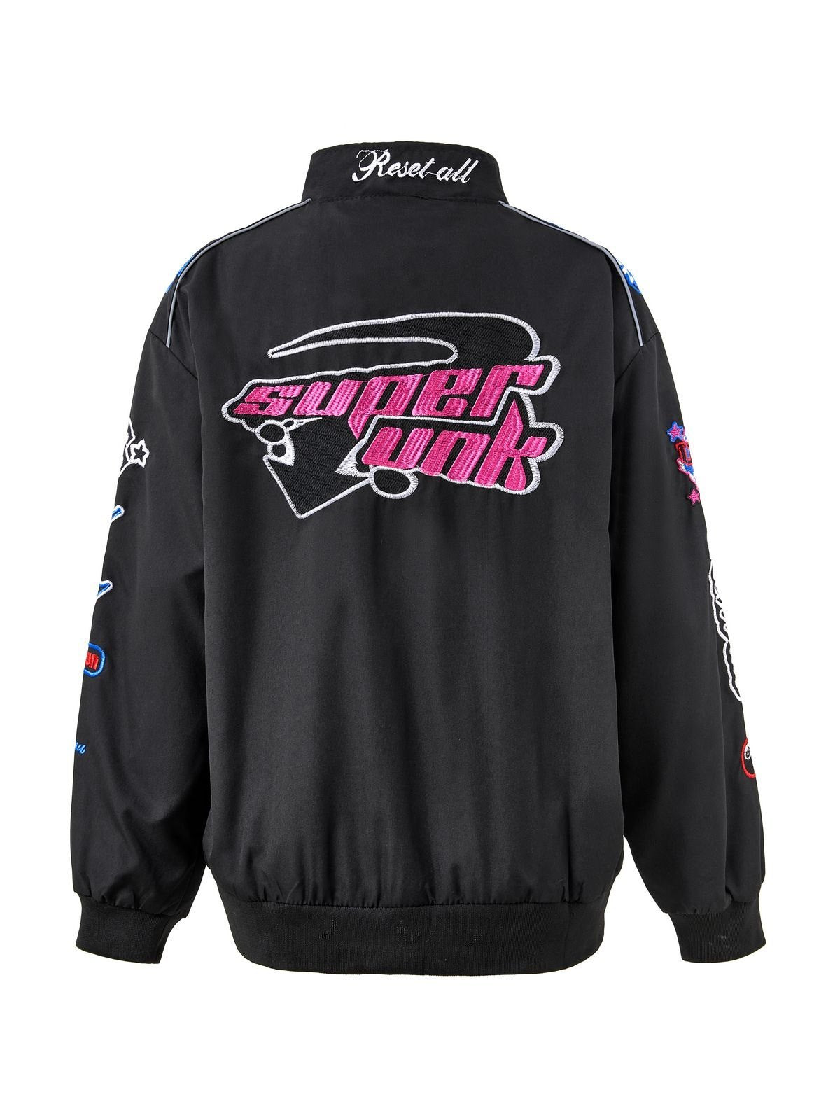 Vintage Embroidered Button Down Motorcycle Varsity Jacket