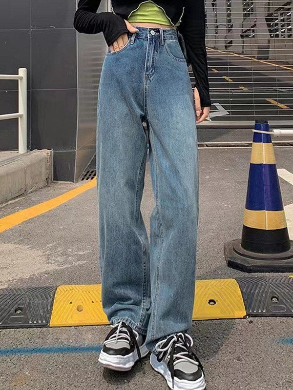 Blue Wash Vintage Straight Boyfriend Jeans