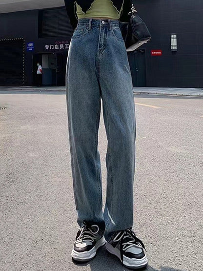 Blue Wash Vintage Straight Boyfriend Jeans