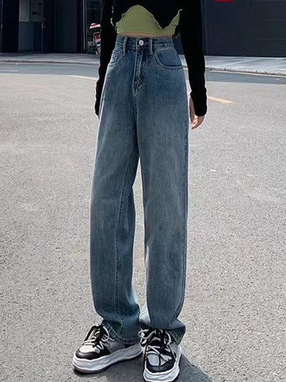 Blue Wash Vintage Straight Boyfriend Jeans