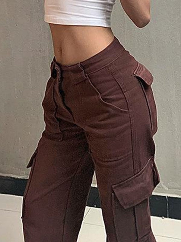 Vintage Wash Brown Baggy Cargo Jeans