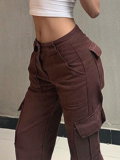 Vintage Wash Brown Baggy Cargo Jeans