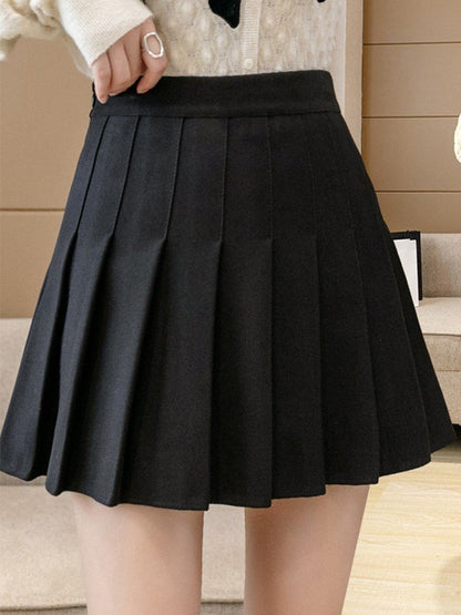 Wool Blend Pleated Mini Skirt