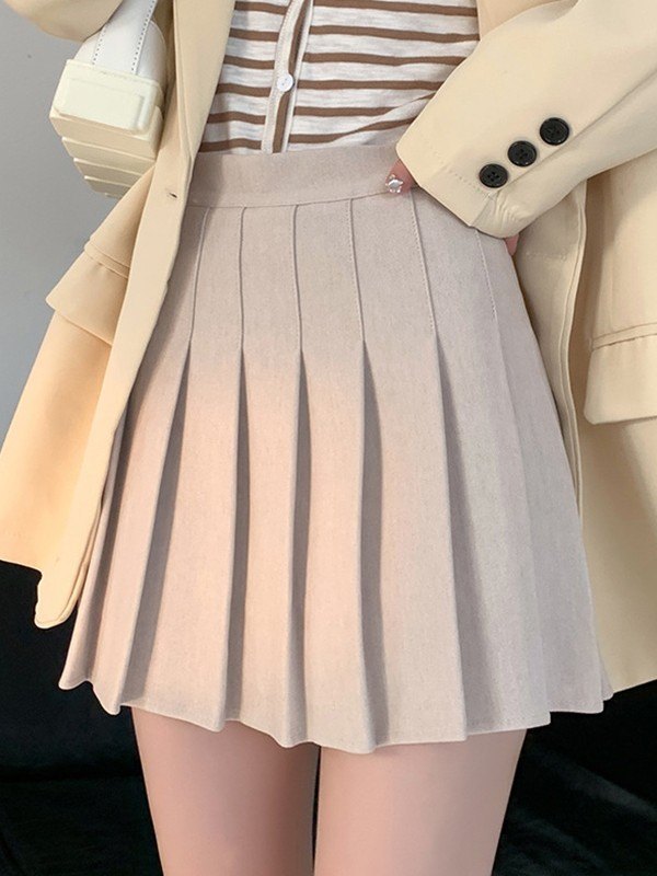 Wool Blend Pleated Mini Skirt