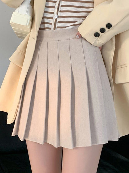 Wool Blend Pleated Mini Skirt