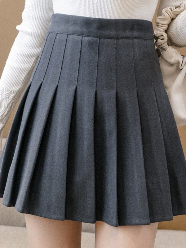 Wool Blend Pleated Mini Skirt