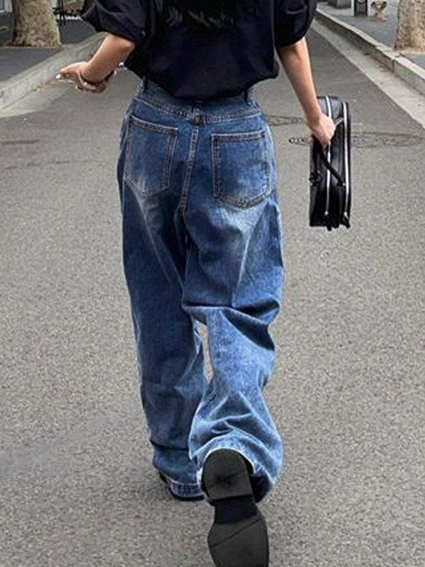 Blue Faded Denim Boyfriend Jeans