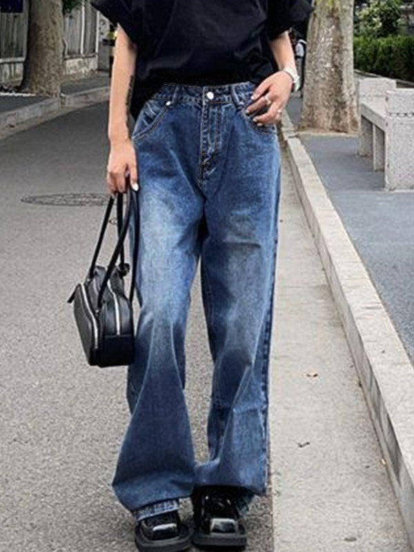 Blue Faded Denim Boyfriend Jeans
