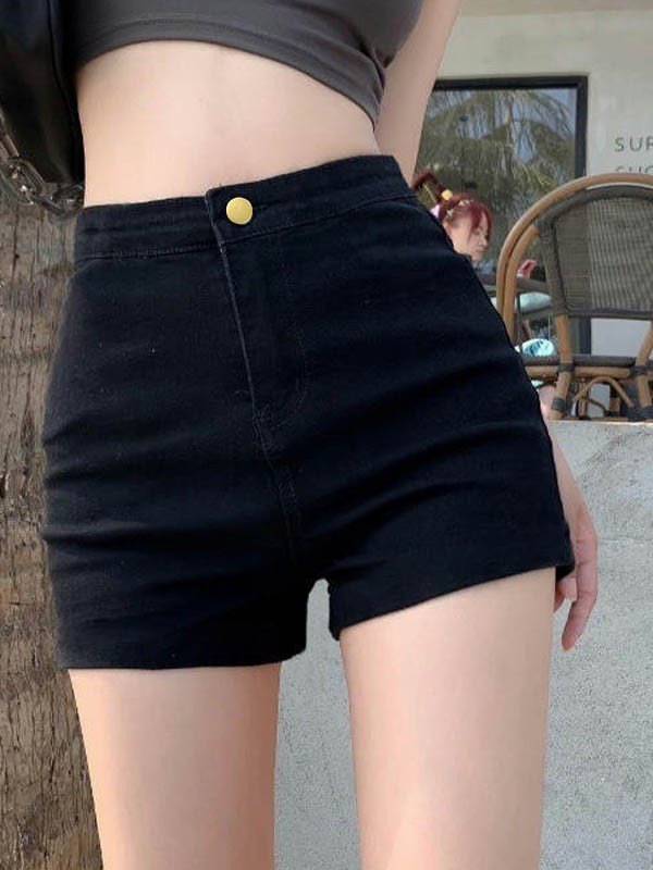 Stretch Black Slim Denim Shorts