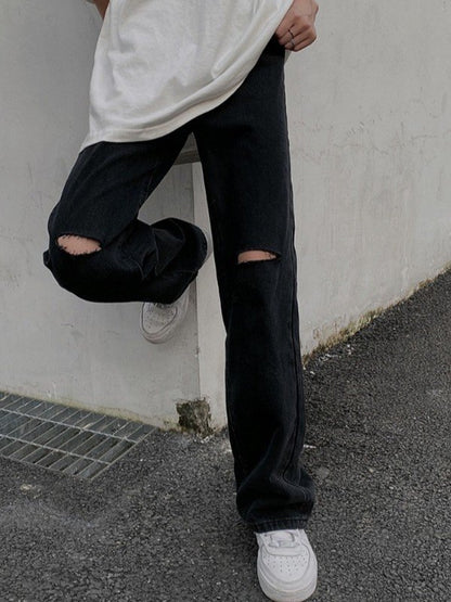 Black Distressed Boyfriend Jeans