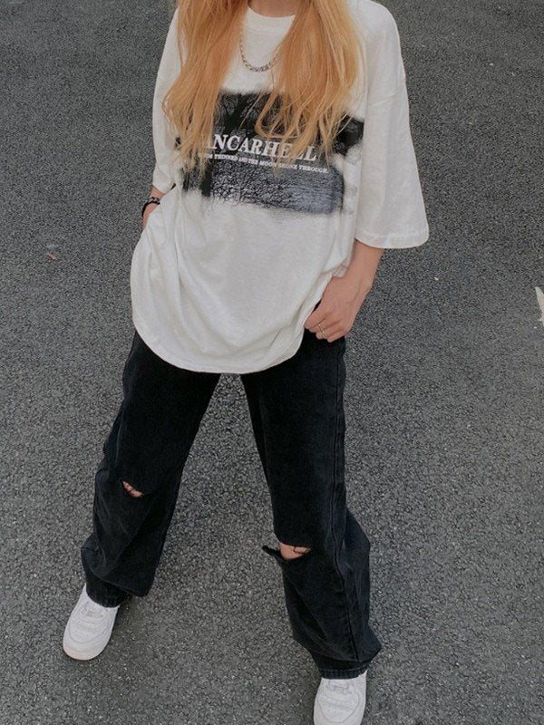 Black Distressed Boyfriend Jeans