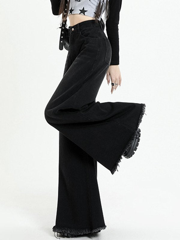 Distressed Vintage Black Flare Jeans