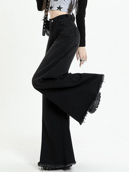 Distressed Vintage Black Flare Jeans