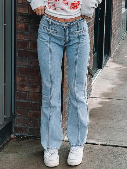 Back Star Patchwork Flare Jeans