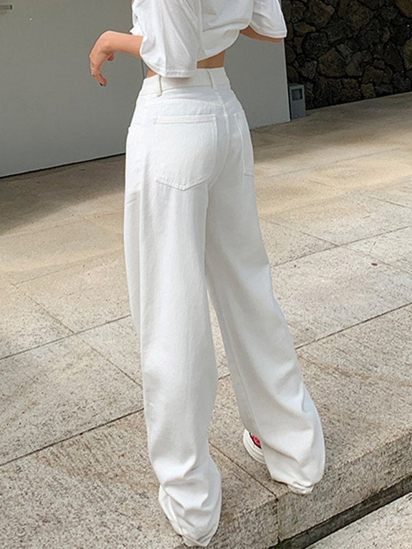 Basic White Denim Boyfriend Jeans