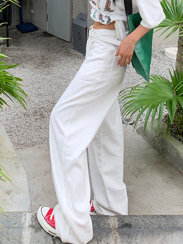 Basic White Denim Boyfriend Jeans