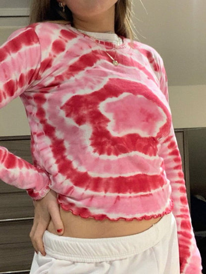 Y2k Tie Dye Long Sleeve Crop Top