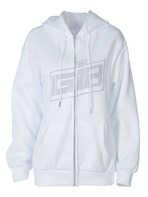 Rhinestone Letter Graphic Hoodie