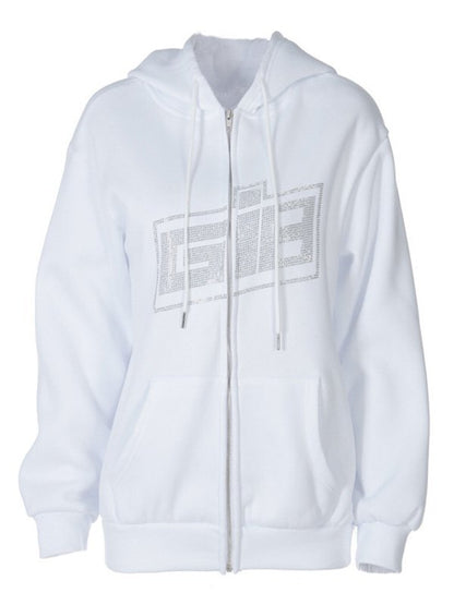 Rhinestone Letter Graphic Hoodie